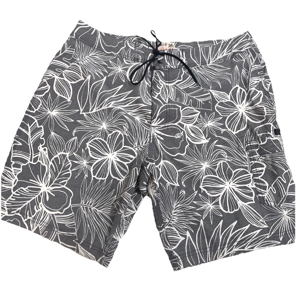 🆕 J. CREW Mens Flex Swimwear Swim Shorts Tropical Floral Fully Lined Trunks 35
